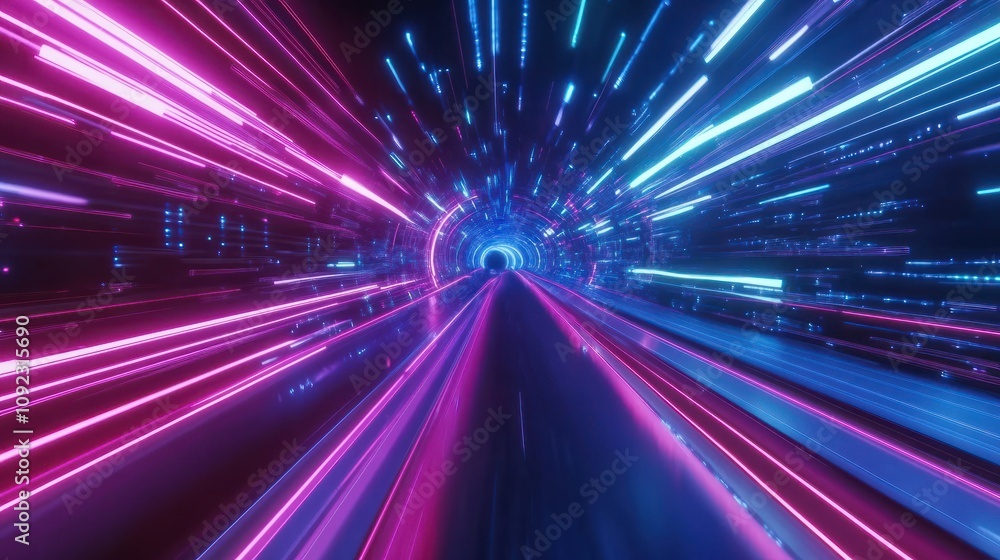 Poster data network and connection technology concept with high-speed, futuristic background