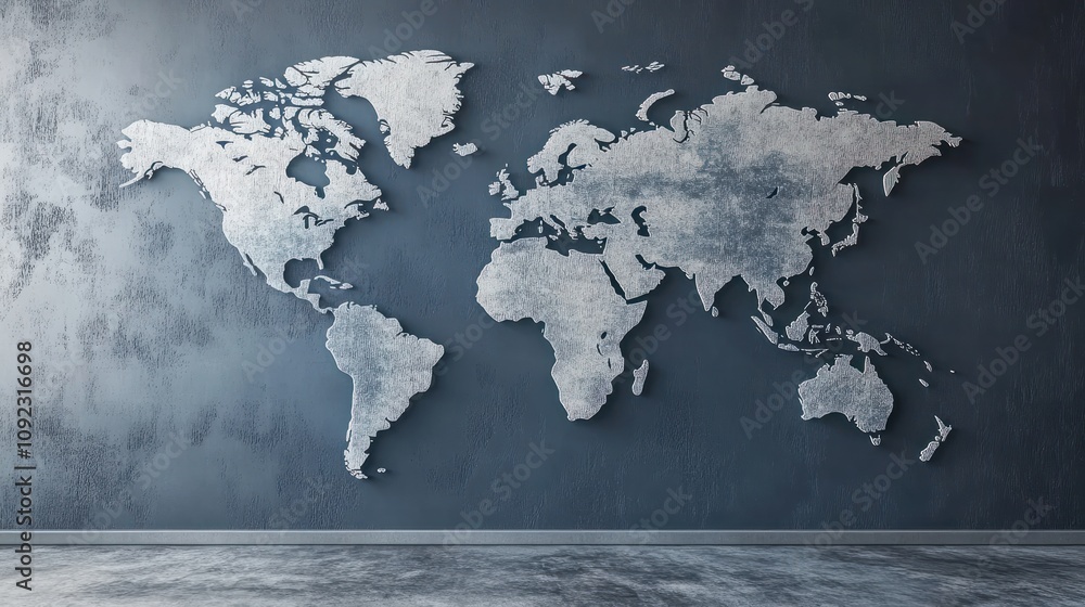 Poster digital world map - global data monitoring background