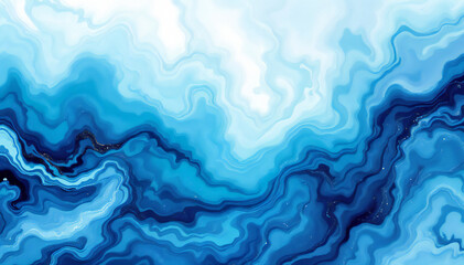 Obraz premium A mesmerizing abstract of flowing liquid in shades of blue, like watercolor painting with a sense of depth and movement, evokes the fluidity of water and the beauty of natural formations.