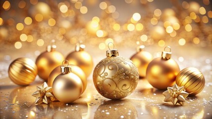 Elegant Gold Christmas Ornaments Floating Against a Neutral Background in Vintage Style Photography for Minimalist Holiday Decor Inspiration