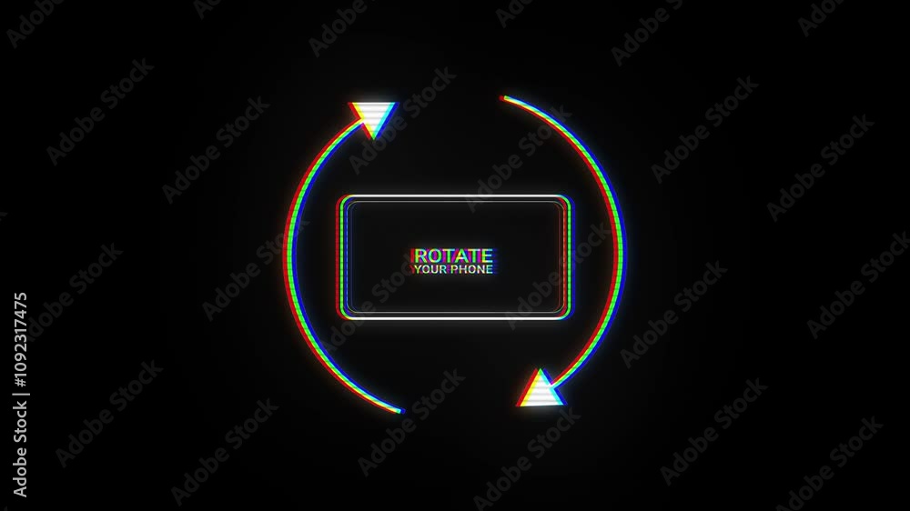 Poster animation rotate your mobile phone motion video on black background. phone rotating 90 degrees horiz