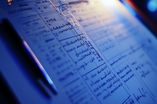 Handwritten notes fill a detailed form document