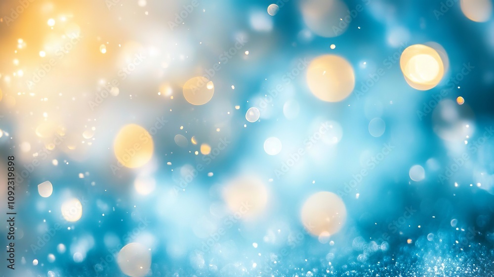 Poster light blue background with soft defocused lights and bokeh effect for versatile creative and abstrac