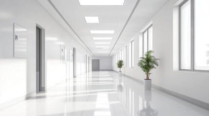 Obraz premium Modern White Office Corridor
