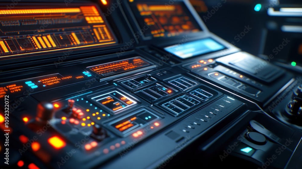 Poster futuristic control panel interface sci fi technology design