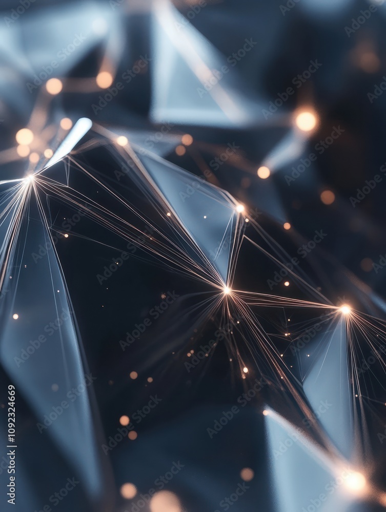 Poster abstract glowing gray polygonal background. technology, innovation and future concept. 3d rendering.