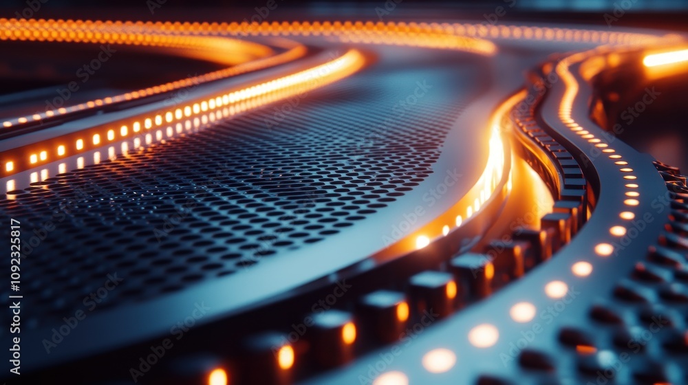 Aufkleber Abstract technological design with glowing orange lines