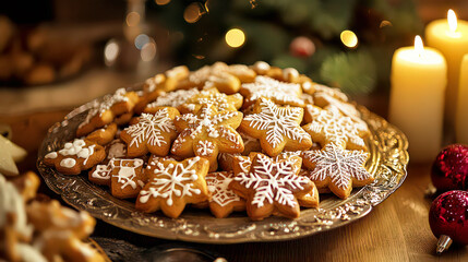Traditions of Christmas and New Year celebrations, holiday sweets, family cooking. Traditional Christmas cookies