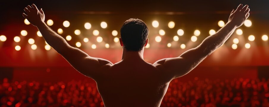 A runnerup applauding with a bittersweet smile, acknowledging the winner amidst the glow of stage lights