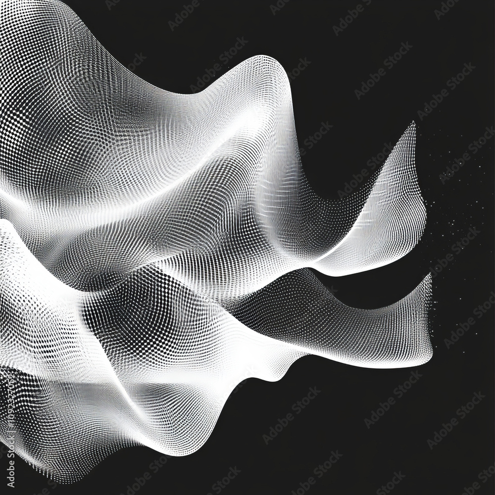 Poster an abstract wave element for design, featuring a digital frequency track equalizer. the design showc