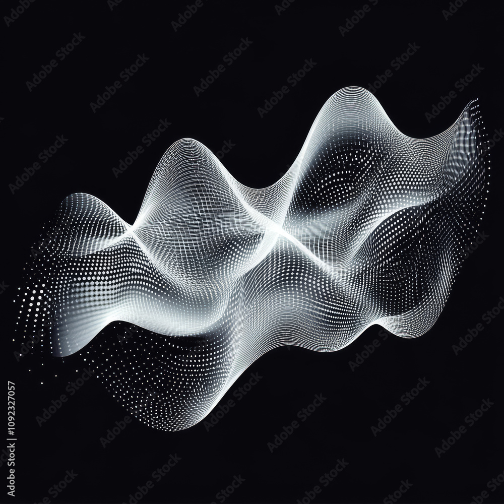 Poster an abstract wave element for design, featuring a digital frequency track equalizer. the design showc