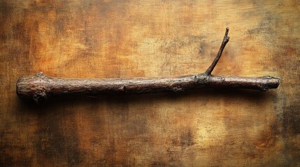 Obraz premium A rustic stick on a textured wooden surface.