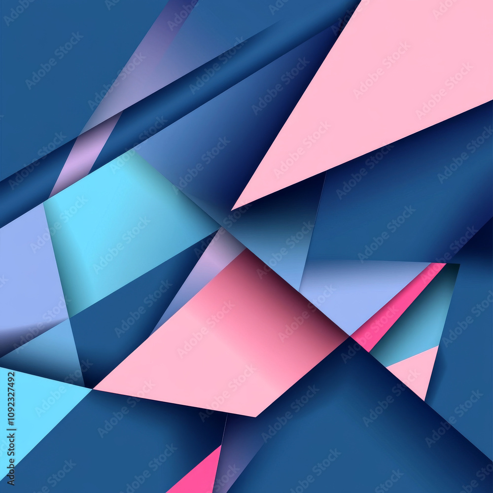Poster a geometric shape abstract background featuring a dynamic blend of blue and pink hues. this vector i