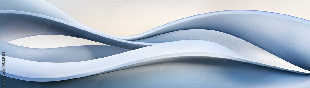 Poster abstract composition of flowing white layers soft curves creating a peaceful and airy visual ideal f