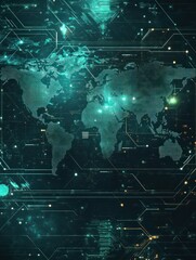 Obraz premium Blockchain technology wording on futuristic hud background with polygon world map and blockchain peer to peer network. Network, e-business and global cryptocurrency blockchain business banner concept