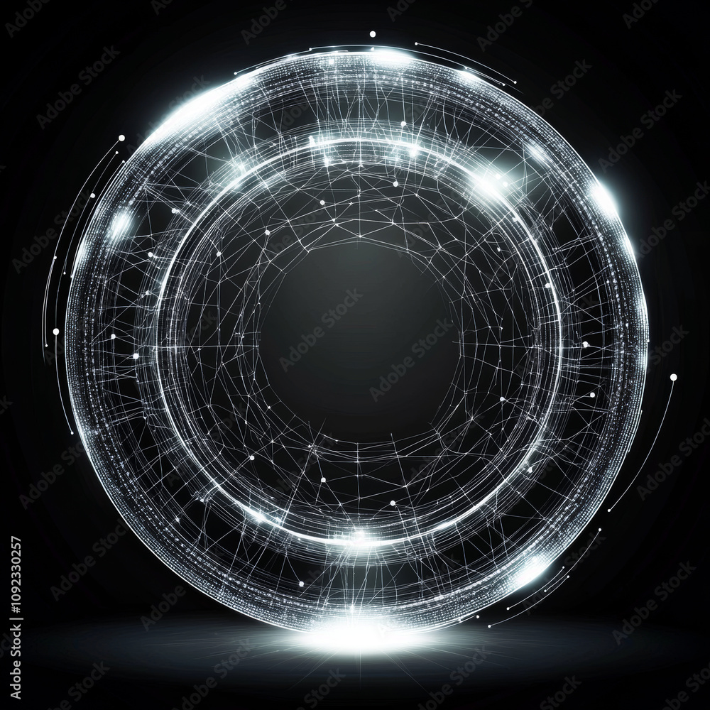 Poster a bright mesh of a personal casino chip with a lightspot effect, created using a white wireframe tri
