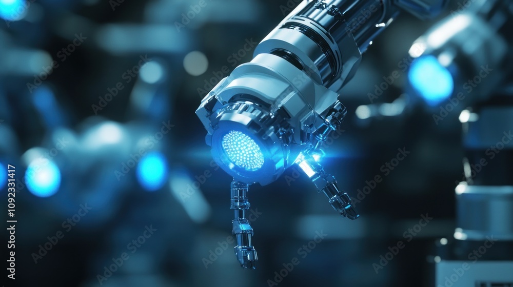 Poster Advanced Robotic Arm with Illuminated Sensor Closeup