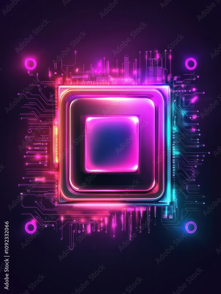 Aufkleber cpu neon icon. elements of internet things set. simple icon for websites, web design, mobile app, in