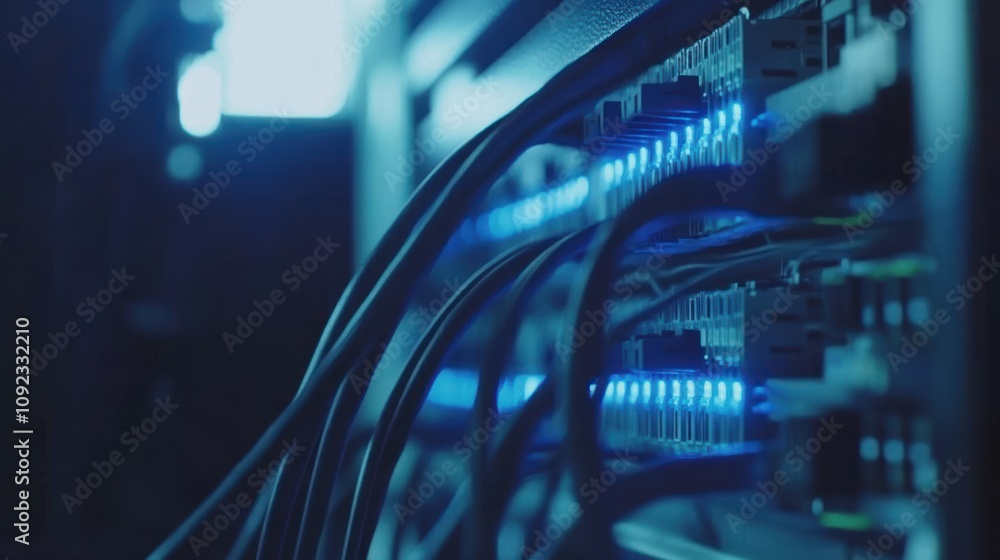 Poster network server cables illuminate data center