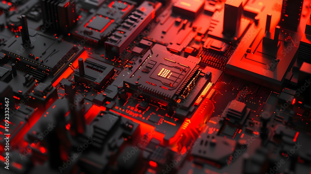 Poster abstract 3d render of futuristic circuitry