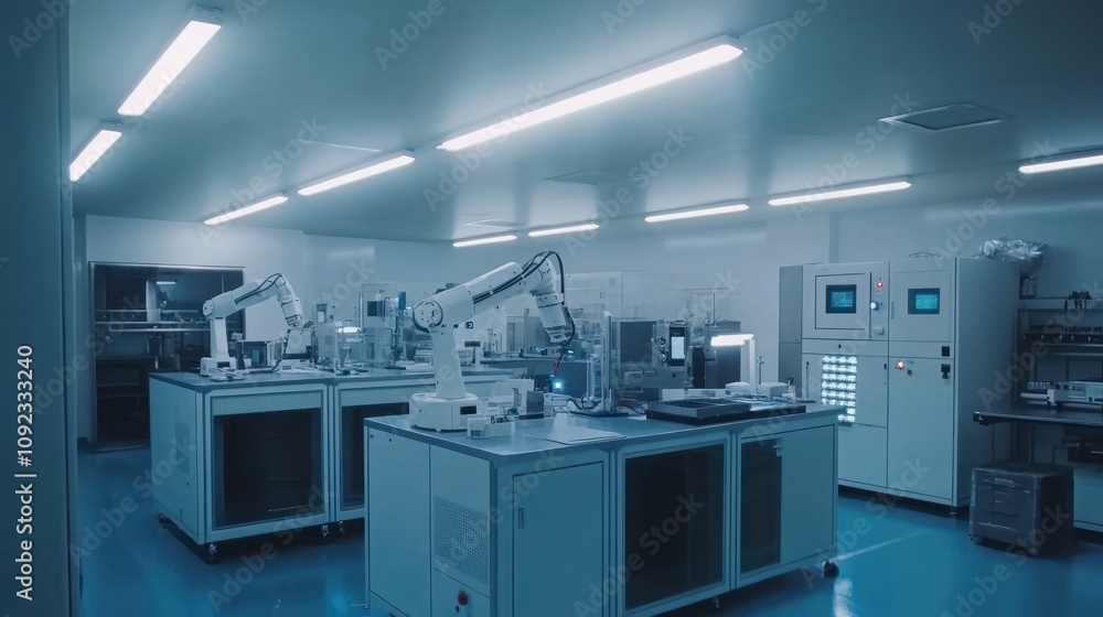 Aufkleber Automated Laboratory Robots Performing Precision Tasks in a Clean Room