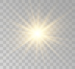 Transparent yellow sunlight special lens flash light effect. Front solar flare lenses	