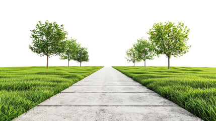 Serene Pathway Through Lush Greenery: A Tranquil Landscape