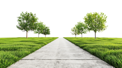 Serene Pathway Through Lush Greenery: A Tranquil Landscape