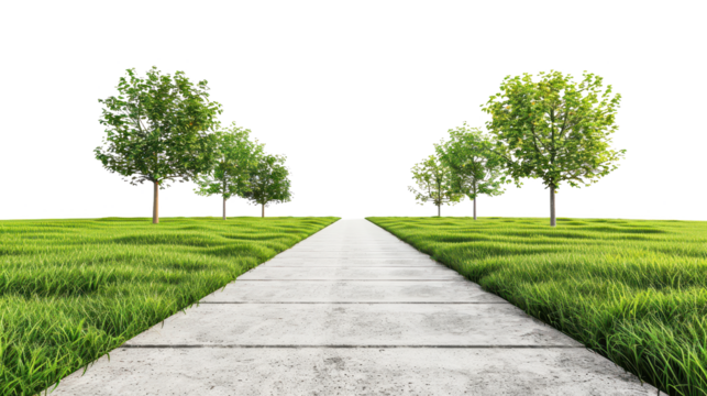 Serene Pathway Through Lush Greenery: A Tranquil Landscape