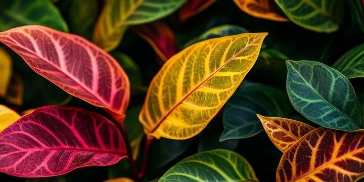 Close up view of vibrant tagar plant leaves showcasing their unique texture and color pattern, creating a stunning representation of the tagar plant in natural light.