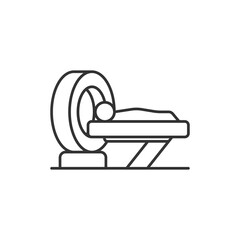 Ct Scan icon using a stethoscope on a white background.  Outline medical concept.