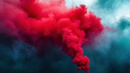 Naklejka premium Red Smoke Plumes Against a Blue Sky