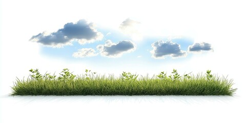 Fototapeta premium Serene Meadow Landscape: Lush Grass under a Bright Sky