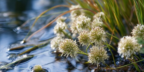Close up view of Bagulnik marsh Ledum palustre , showcasing the intricate details and textures of this unique plant, emphasizing its natural beauty and distinctive characteristics.