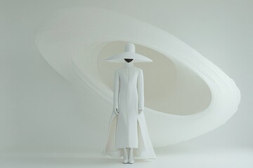 Fashion model showcasing futuristic fashion design, avant-garde couture in artistic photo shoot	