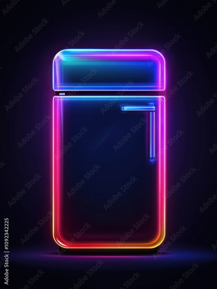 Poster refrigerator neon icon. elements of internet things set. simple icon for websites, web design, mobil