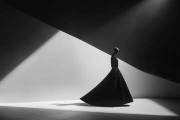 Fashion model showcasing futuristic fashion design, avant-garde couture in artistic photo shoot	