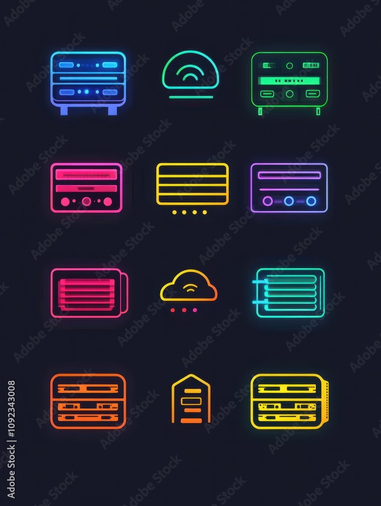 Poster server multi color style icon. simple thin line, outline of internet things icons for ui and ux, web