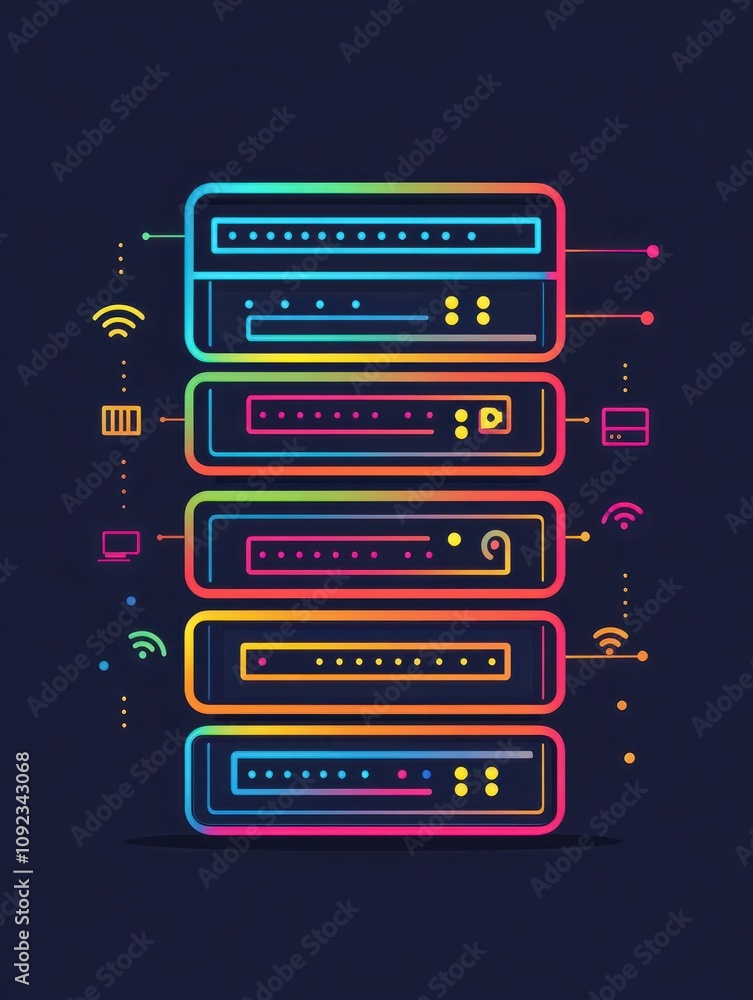 Poster server multi color style icon. simple thin line, outline of internet things icons for ui and ux, web