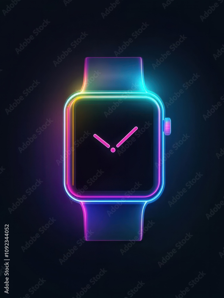 Aufkleber smartwatch neon icon. elements of internet things set. simple icon for websites, web design, mobile 