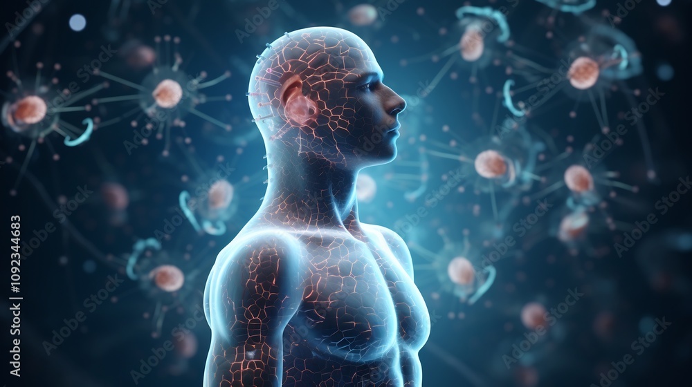 Aufkleber animated 3d character discussing immunity and health concepts