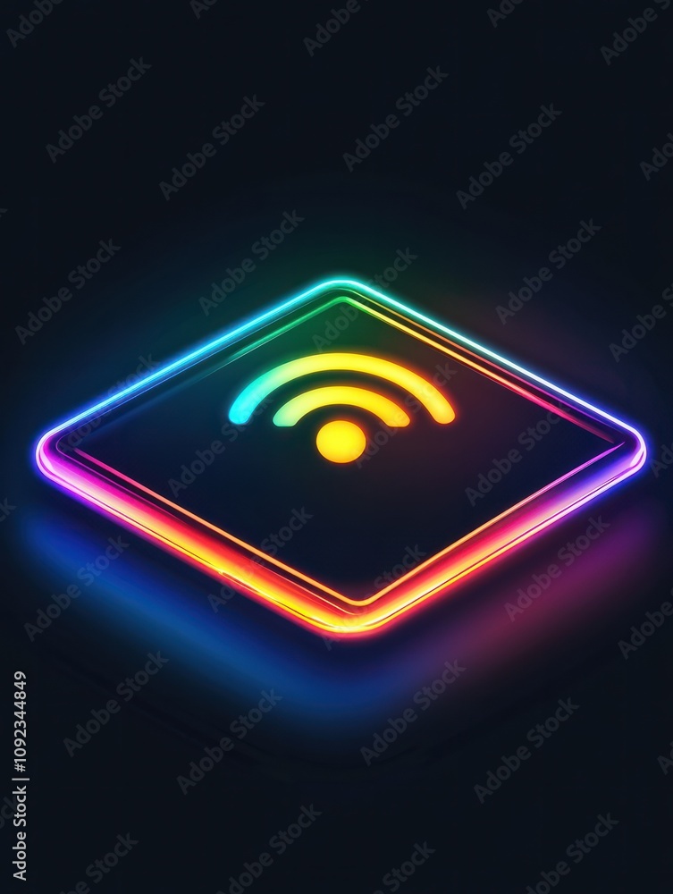 Poster tablet neon icon. elements of internet things set. simple icon for websites, web design, mobile app,