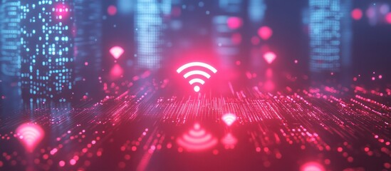 Stylized 3D icon for wireless internet connection.