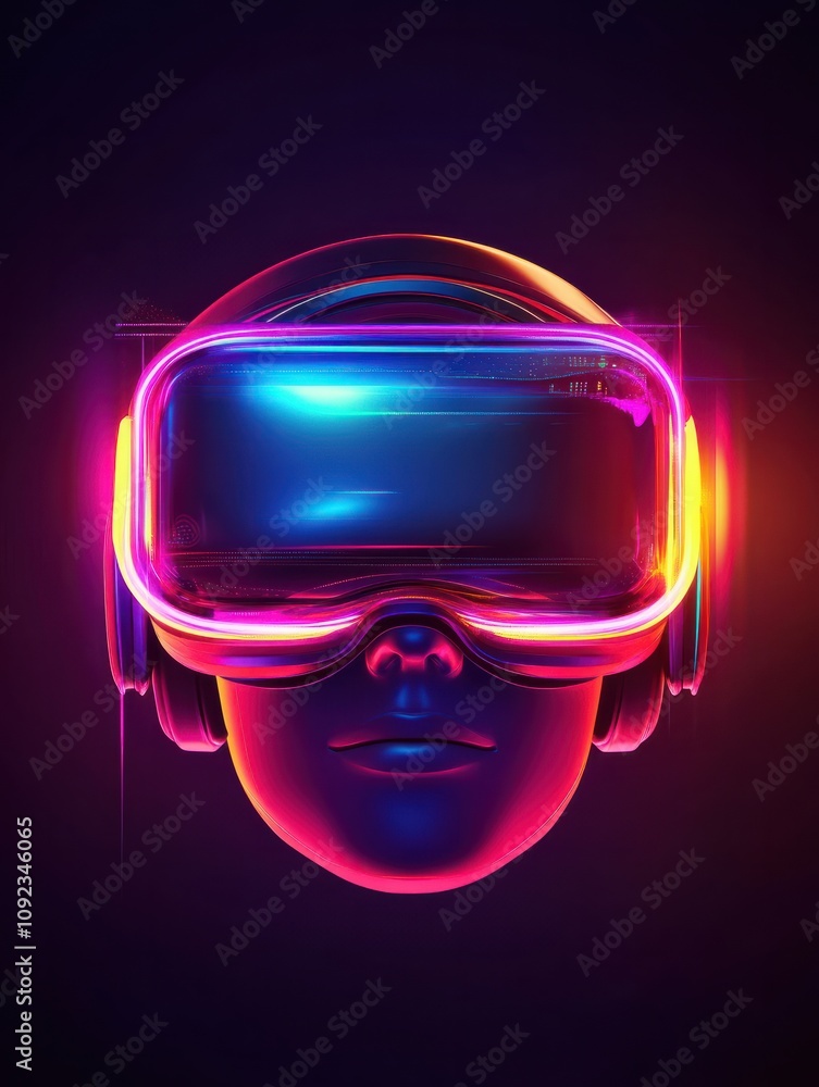 Poster virtual reality neon icon. elements of internet things set. simple icon for websites, web design, mo