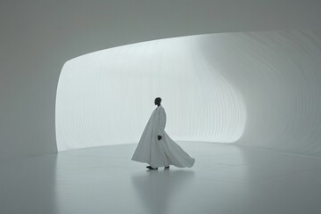 Fashion model showcasing futuristic fashion design, avant-garde couture in artistic photo shoot 