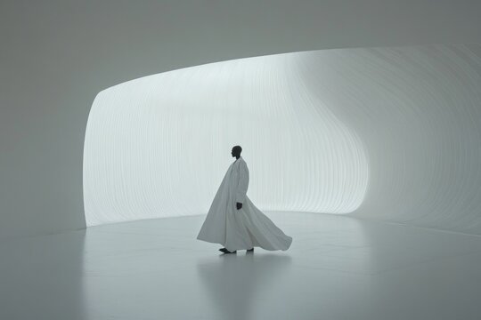 Fashion model showcasing futuristic fashion design, avant-garde couture in artistic photo shoot	