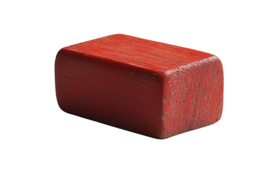 Red wooden block for educational children's play.