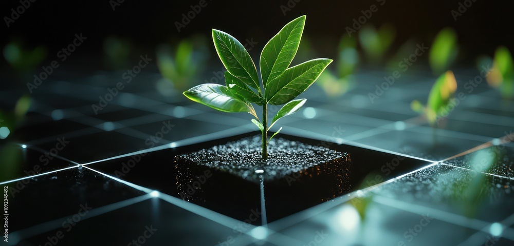 Poster icon depicting increase and development in 3d visual effects.