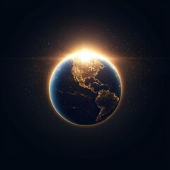 Naklejka premium Illustration of globe with bright sun in background