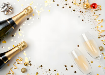 champagne bottle and glasses